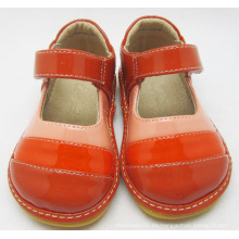 Naranja Rayas Hecho a mano bebé Squeaky zapatos suave al por mayor